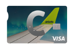 C airBaltic kortelė su C, VISA ir airBaltic logotipais