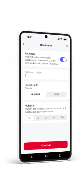 Phone screen showing the Citadele mobile app with instructions on how to activate the smart Piggy Bank.