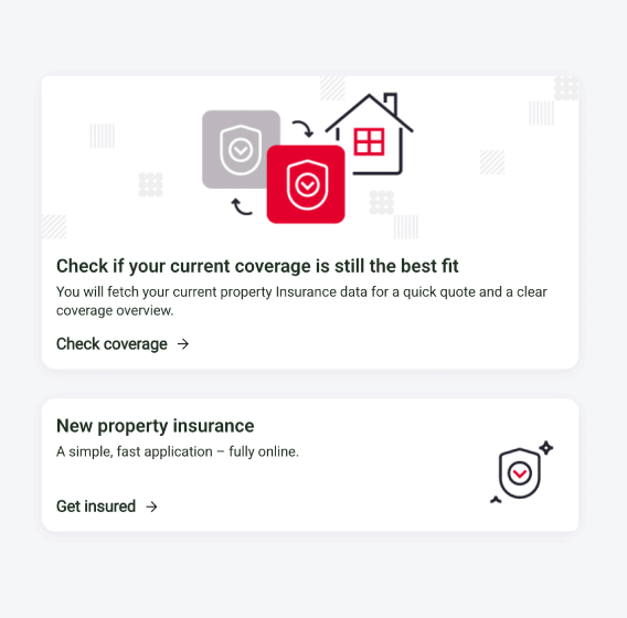 Animation demonstrating how users can check property insurance policy offers from different insurers on the website.