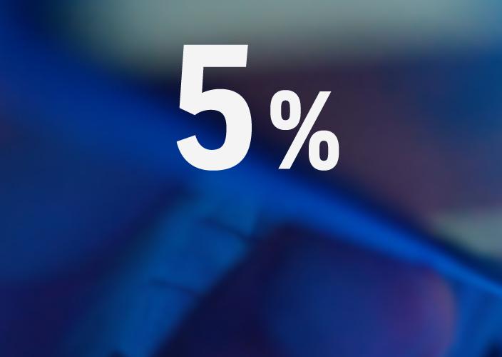 Reklaminis vizualas su „5 %“, nurodantis didžiausias galimas palūkanas.