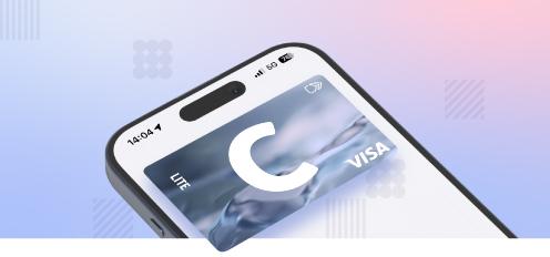 C lite virtual card with C and VISA logos.