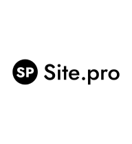 „Site.pro“ logotipas baltame fone.