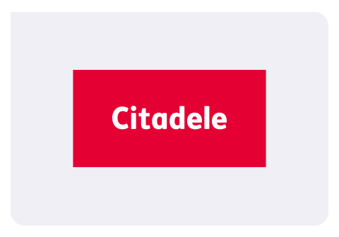 Šviesiame fone kaitaliojasi didžiausių Baltijos bankų logotipai – Citadele, Swedbank, Luminor, SEB, Coop, Artea, Indexo, LHV, LKU, Revolut, Paysera.