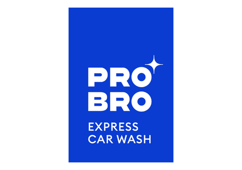 PRO BRO logotipas su stilizuotu tekstu. 